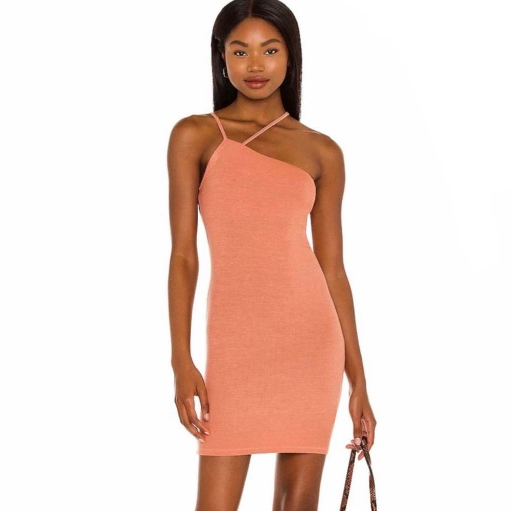 ENZA COSTA REVOLVE RIBBED ONE-SHOULDER MINI DRESS